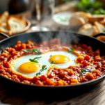 Uova al sugo con pane