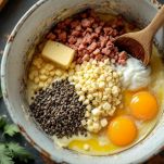 Burro, tuorli, tonno e acciughe amalgamati in composto cremoso