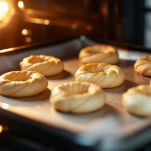 Zeppole cotte in forno a 200°C fino a doratura
