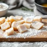 Pezzi di baccalà fritti in olio.