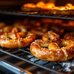 Bretzel dorati in cottura nel forno