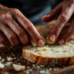 Pane strofinato con aglio e spennellato con olio