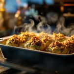 Carciofi gratinati che cuociono in forno fino a doratura