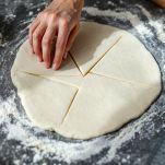 Sfoglia tagliata a triangoli