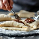 Nutella sui triangoli di impasto