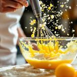 Ciotola con crema gialla montata