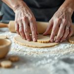 Pasta stesa e cerchi ritagliati