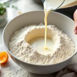 Ciotola con latte, lievito e zucchero