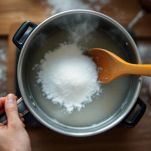 Pentolino con acqua, zucchero e limone