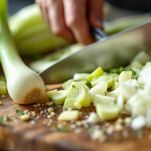 Porro, sedano e cipolle pronti