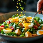 Insalata nizzarda con uova e crostini