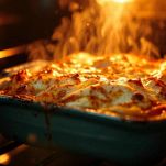 Lasagna dorata appena sfornata