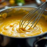 Roux in pentolino mescolato con frusta