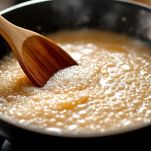 Sciroppo scuro che sobbolle