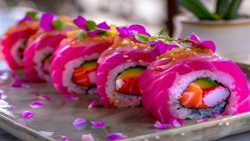 Particolare sushi di colore rosa
