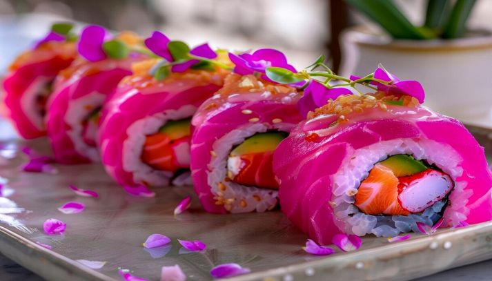 Particolare sushi di colore rosa