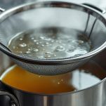 Liquido di cottura passato al colino