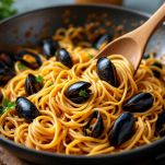 Linguine mescolate con sugo di cozze