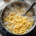 Linguine trasferite nel condimento
