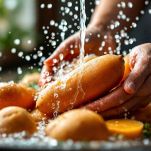 Patate dolci pulite e forate