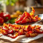 Peperoni fritti su carta assorbente