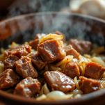 Carne che rosola nel soffritto