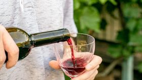 Ragazzo si concede un generoso bicchiere di vino