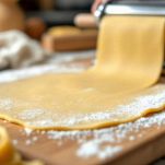 Sfoglia lunga sul tavolo infarinato