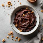 Ciotola con crema scura per farcitura