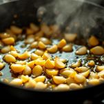 Aglio dorato in casseruola