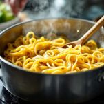 Pasta nella pentola bollente