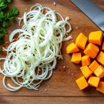 Taglia la zucca a cubetti regolari