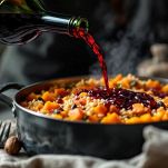 Vapore del vino che sale dalla pentola