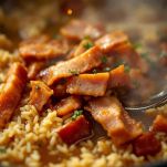 Risotto cremoso con speck visibile