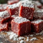 Tagliere con carne di manzo a pezzi grossolani