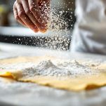 Sfoglia arrotolata tagliata a strisce