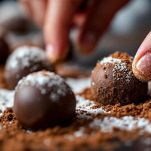 Tartufi rotolati in cacao e zucchero a velo