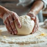 Impasto morbido lavorato a mano prima della lievitazione