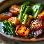 Verdure grigliate condite con marinata in una ciotola