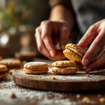 Disco di biscotto farcito con marmellata o miele.