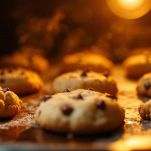 Biscotti in forno durante la cottura.