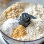 Farina di riso, amido di mais, farina di tapioca e altri ingredienti nel robot da cucina