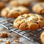 Biscotti appena sfornati raffreddati su griglia