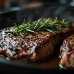Bistecche di manzo con rosmarino in padella