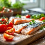 Pesce a pezzi e pomodori pelati