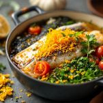 Pomodori ed erbe aromatiche in pentola