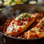 Pesce aggiunto alla zuppa in pentola