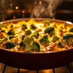 Pirofila con broccoli gratinati appena sfornati