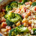 Pirofila con broccoli e formaggio grattugiato