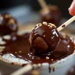 Mani che infilano stecchini nelle palline di torta